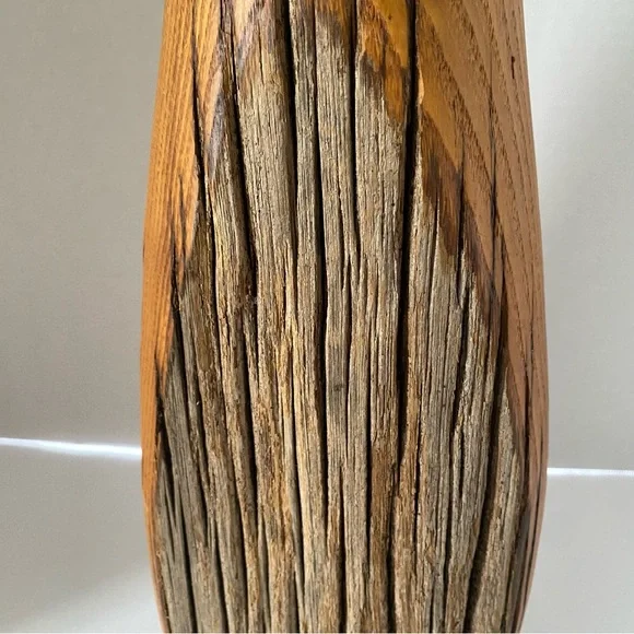 Mid Century Live Edge Wood Vase Hand Turned Wood Vase California Wooden Bottle - Picture 9 of 17
